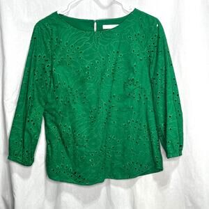 Preston & York Green 3/4 Sleeve Blouse Top S